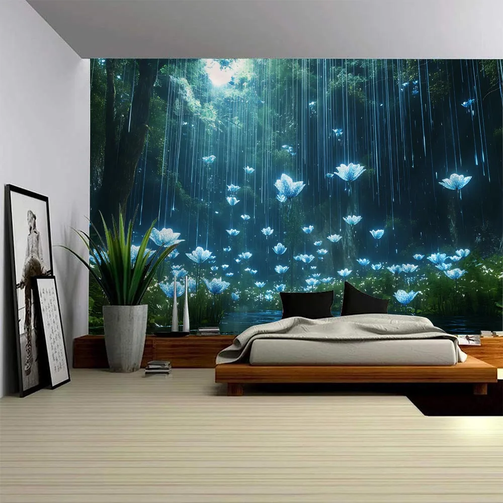 

Dreamy Forest Tapestry Multi Size Luminous Flower Wall Hanging Art Aesthetic Background Cloth Suitable for Home Wall Decoration