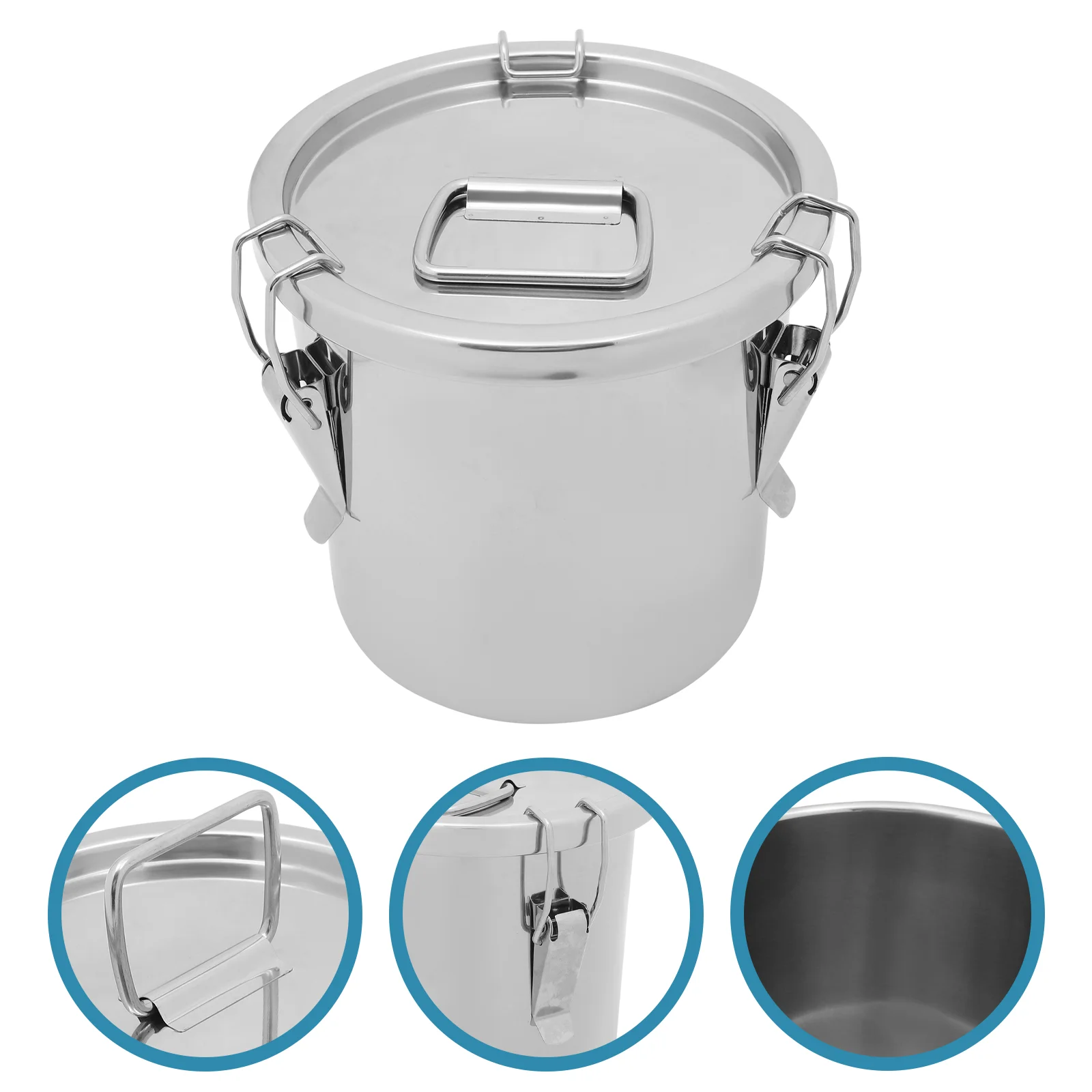 Stainless Steel Sealed Bucket Grease Oil Container with Lid Milk Can Flour Storage Portable Transport Barrel