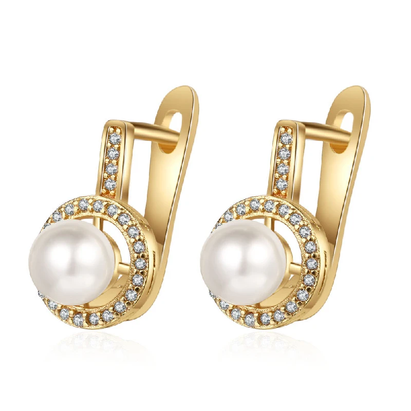 New Trendy Pearl Earrings with Zircon Gemstone 925 Silver Jewelry Accessories Korean Style Drop Earrings for Women Wedding Party