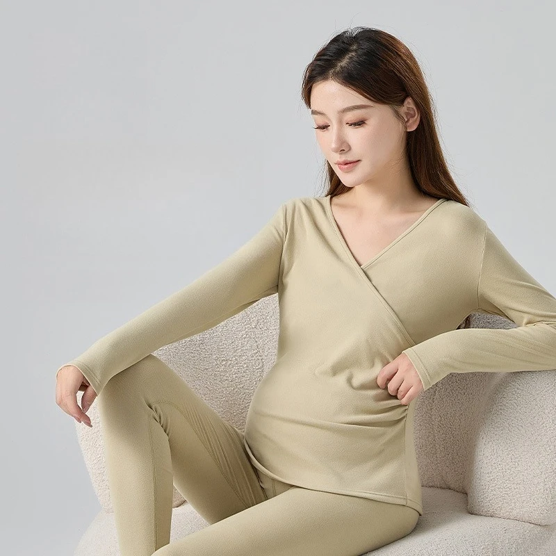

Pregnant Women's Warm Underwear Set, Postpartum Breastfeeding Quality, Confinement Clothes, Nursing Pajamas