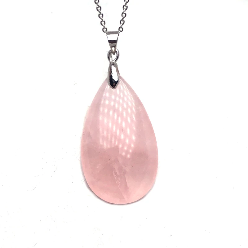 Natural Rose Quartz Pendants Real Gemstone Drop Water 20*35mm for Women Wife Lady Party Birthday Nice Jewelry Gift