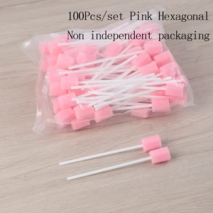 100Pcs Disposable Oral Care Sponge Swab Tooth Cleaning Mouth Swabs With Stick Sponge Head Cleaning Cleaner Swab