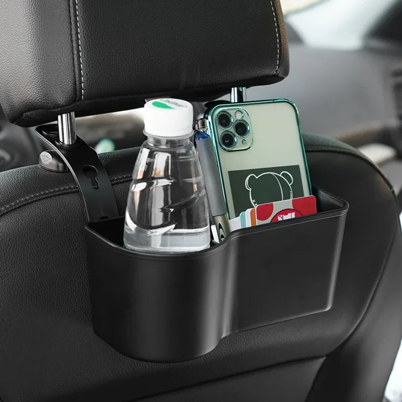 Suporte de Copo para Carro Multifuncional, Montagem no Encosto de Cabeça, Armazenamento de Bebidas e Suporte para Telefone, Acessórios de Armazenament