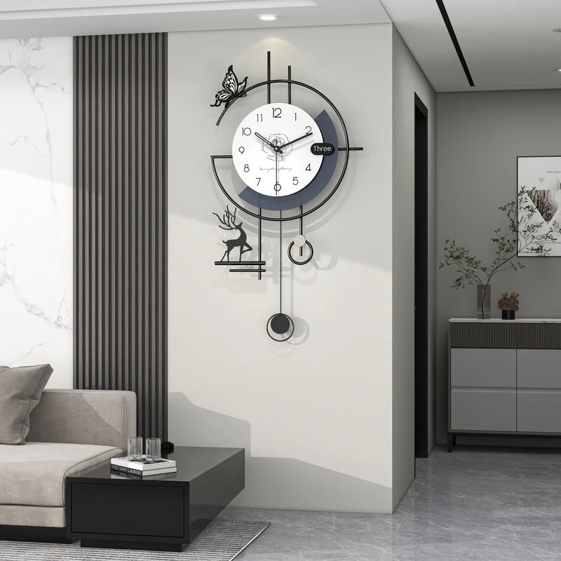

Modern simple wall clock, living room, high-end dining room, background decoration, clocks, wall hanging, no punching, home