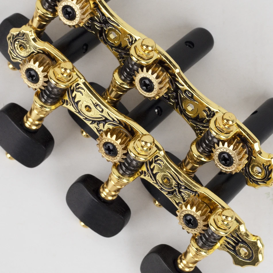 Alice Machine Head AOS-028 1 Pair Gold Plated Zinc Alloy Black Dragon Plate Black Wood Peg Classical Guitar Accessories