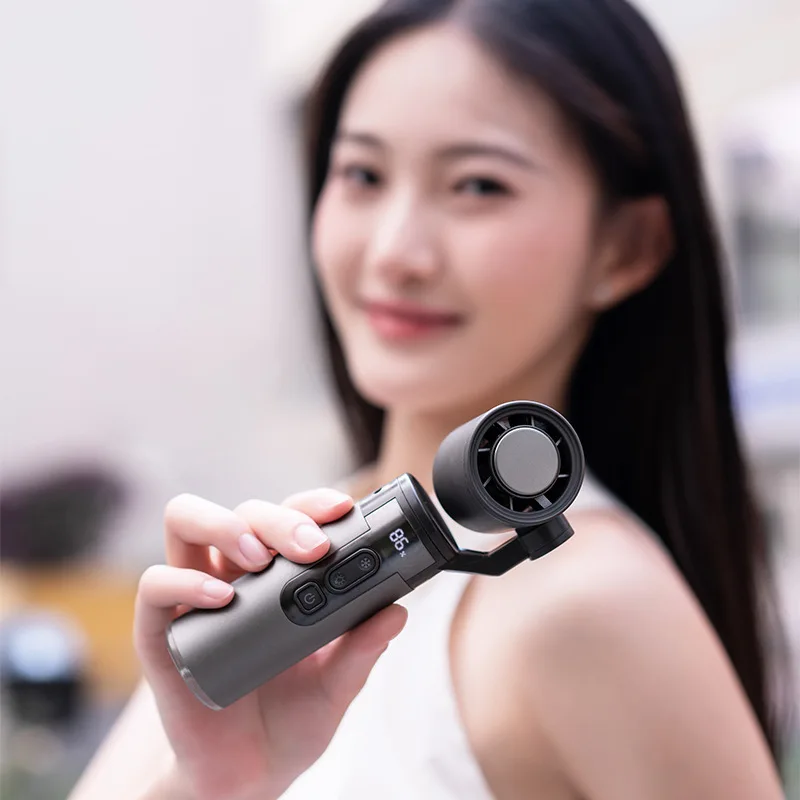 

Gimbal High-speed Cooling Fan USB Charging Portable Aluminum Mini FanHand-hold Rotates 180° Built-in Flashlight Lighting Fan