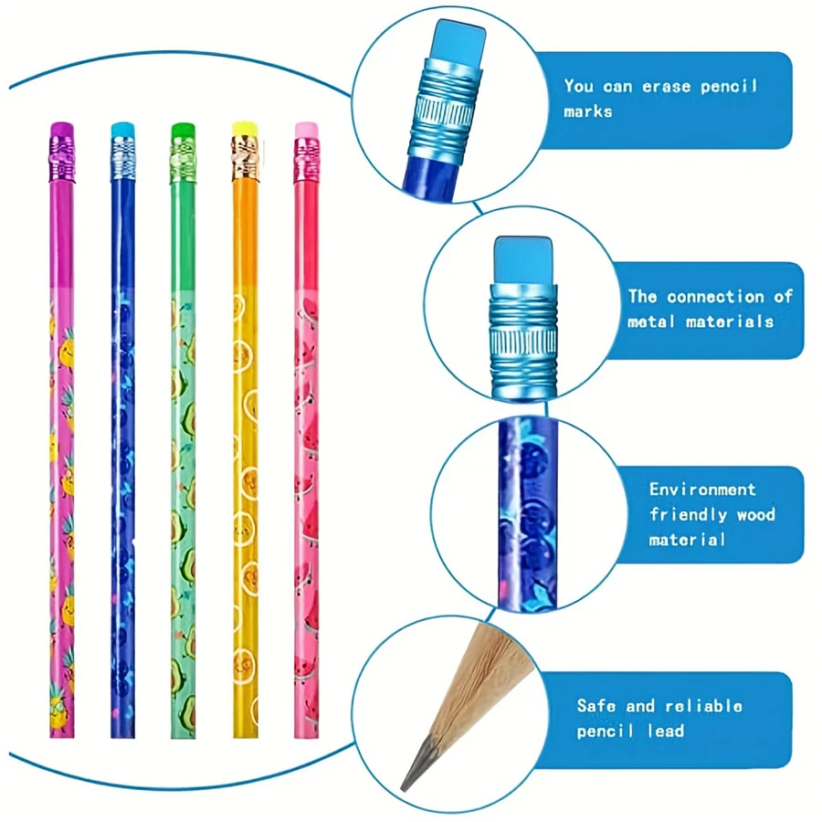 30 Stück/60 Stück niedliche HB-Bleistifte mit Radiergummispitze, Bleistifte zum Schreiben, Zeichnen, Skizzieren, Schreibwaren, Preisgeschenk – Detail 3