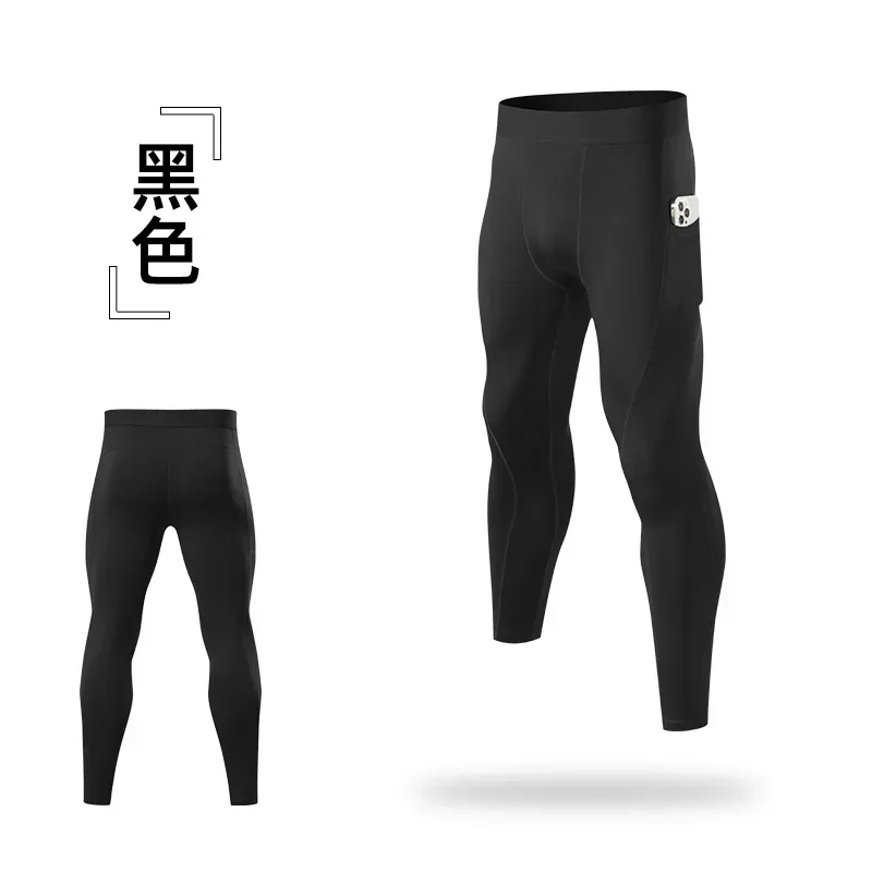 Pantalones de compresión para hombre con bolsillos, mallas de entrenamiento sólidas de secado rápido, ropa deportiva para gimnasio, pantalones deportivos, mallas deportivas para correr para hombre