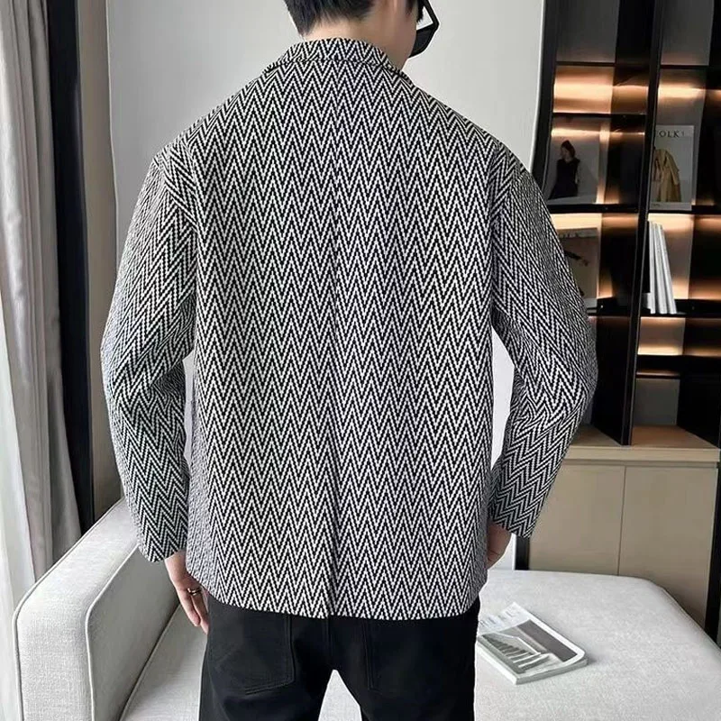 Advanced Sense-abrigo cortavientos informal para hombre, chaqueta holgada de manga larga con cuello a medida, corte ondulado, combina con todo, Primavera, 2024