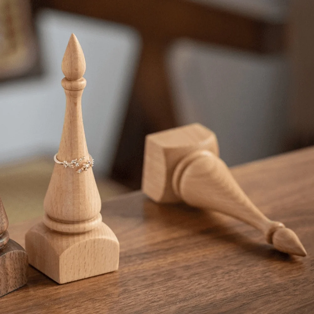 

Wooden Ring Stand Small Ring Organizer Cone For Jewelry Store Home Showcase Desktop Jewelry Display Organizer Holder Bracket