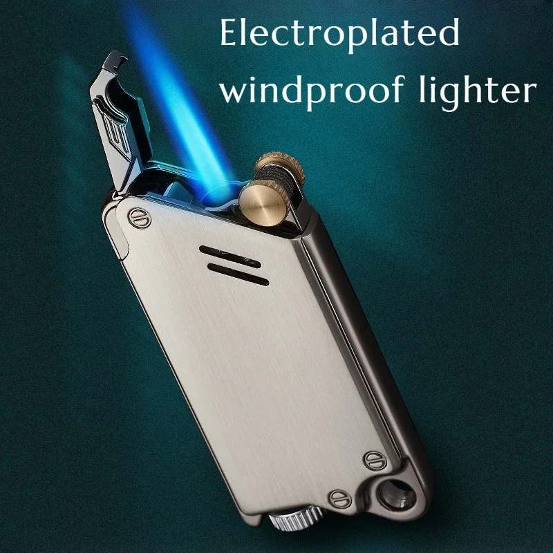 ولاعة جديدة مقاومة للرياح وخفيفة ورقيقة للتدفق المباشر لرجال الأعمال الراقية ملحقات السجائر هدية ضرورية لكل رجل