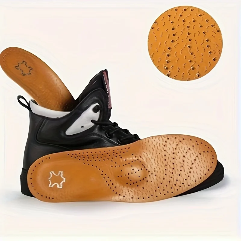 

1 пара стельок для обуви из воловьей кожи, кожаные стельки для плоскостопия, ортопедическая обувь с высокой поддержкой свода стопы, подошва, подходит для ног O/X, корректируемая вставка