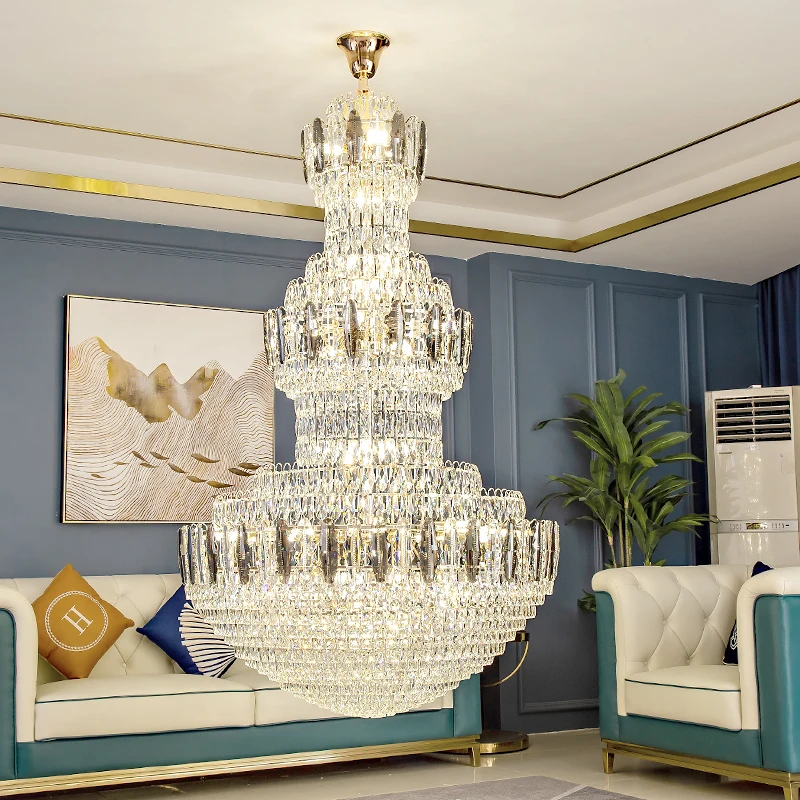 

Home Lighting Crystal Chandeliers Hotel Lobby Villa Duplex Floor Postmodern Lighting Contemporary Crystal Luminaire Home Decor