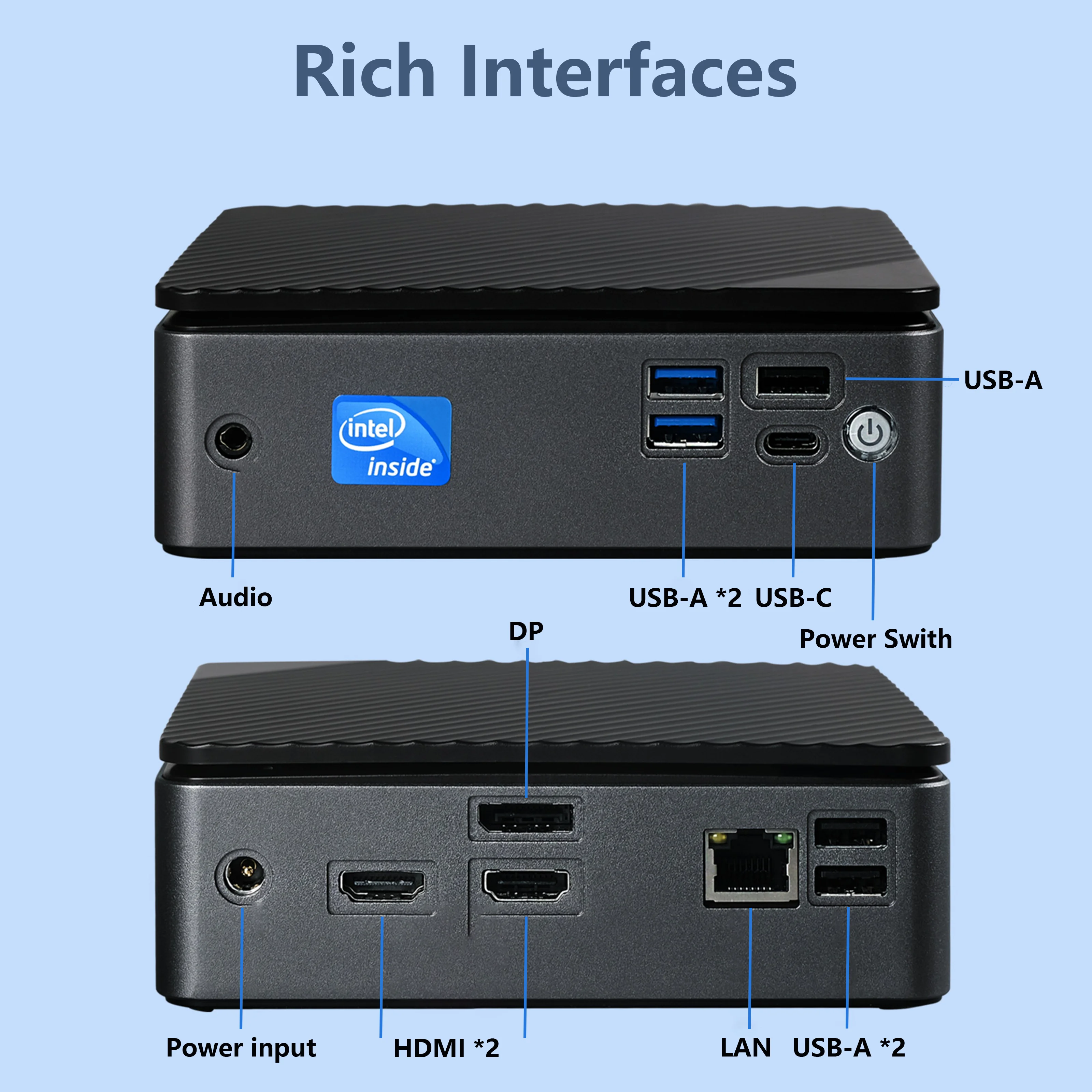 Mini PC Intel Alder Lake-N N100 Windows 11 8GB RAM 128GB/256G ROM WiFi Bluetooth USB Mini computadora