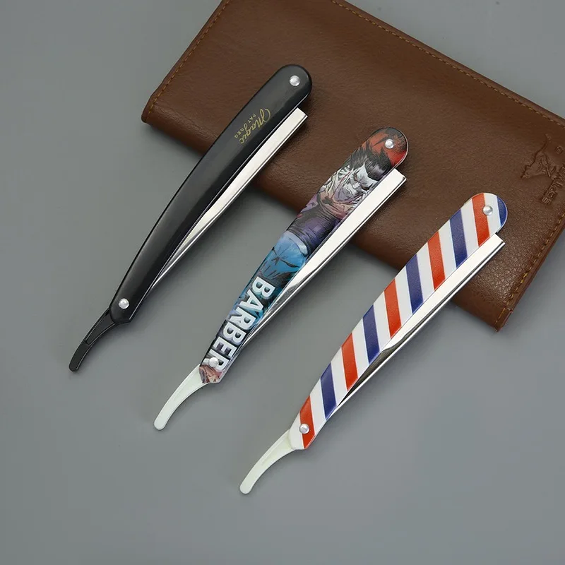 Vintage Engraved Pattern Folding Straight Razor Professional Barber Shaving Knife Men Beard Face Trimming Salon Hairdressing Too