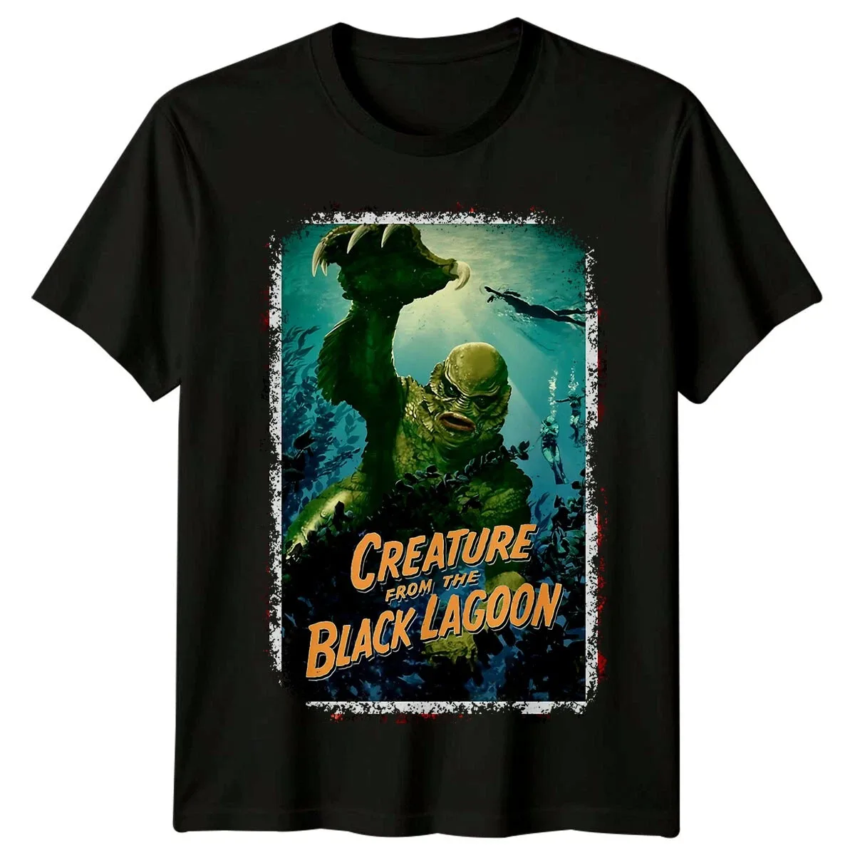 Camiseta de la película Creature From The Black Lagoon para hombre, camiseta clásica de terror con gráfico de póster retro, camiseta de manga corta para fanáticos de la calle