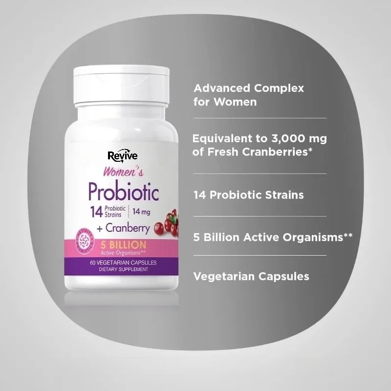 Female Cranberry Probiotic Contains 14 Probiotic Strains | Vegetarian | 60 Capsules
