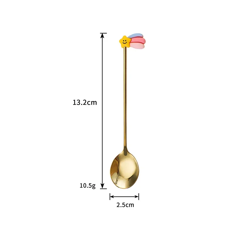 304 Stainless Steel Dessert Spoon Cute Cartoon Cookies Home Ice Cream Spoon Stirring Coffee Spoon Gold Kitchen Accessories