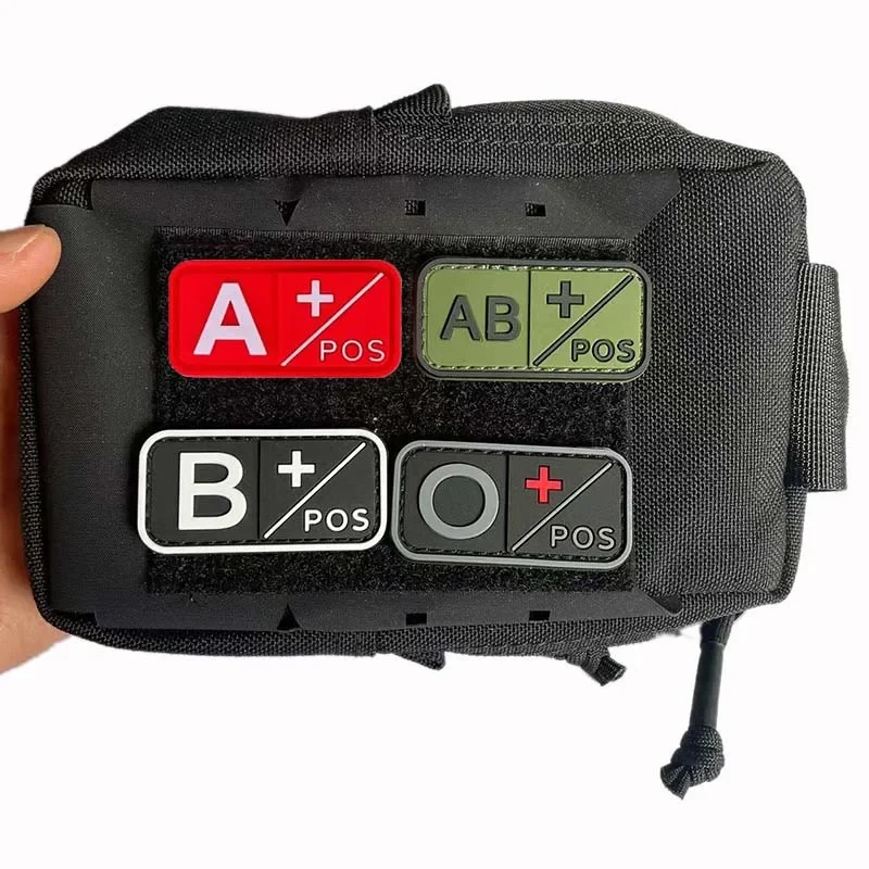 AB/O blood type positive/negative PVC marking patches, military tactical badge patches, suitable for backpacks, outdoor gear,etc