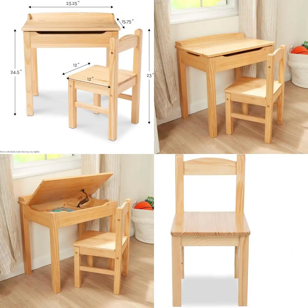 

Classic Wooden Desk and Chair Set with Illuminated Top