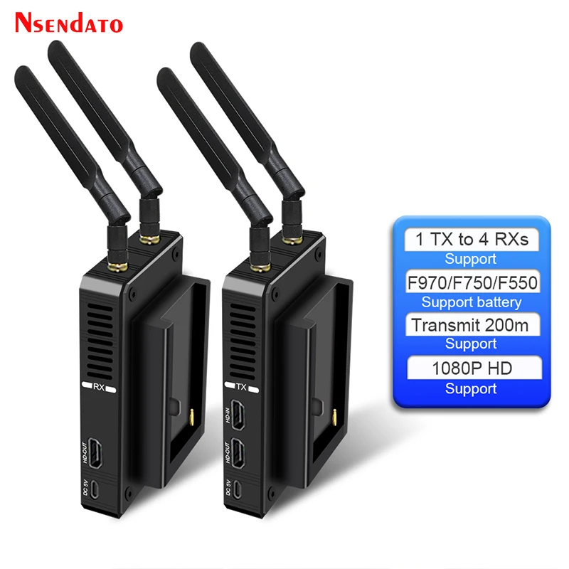 

5.8Ghz 200M Wireless Wifi HDMI-Compatible Video Extender Transmitter Receiver 1080P 60Hz 1 to 4 Support Battery PS4 Camera PC TV