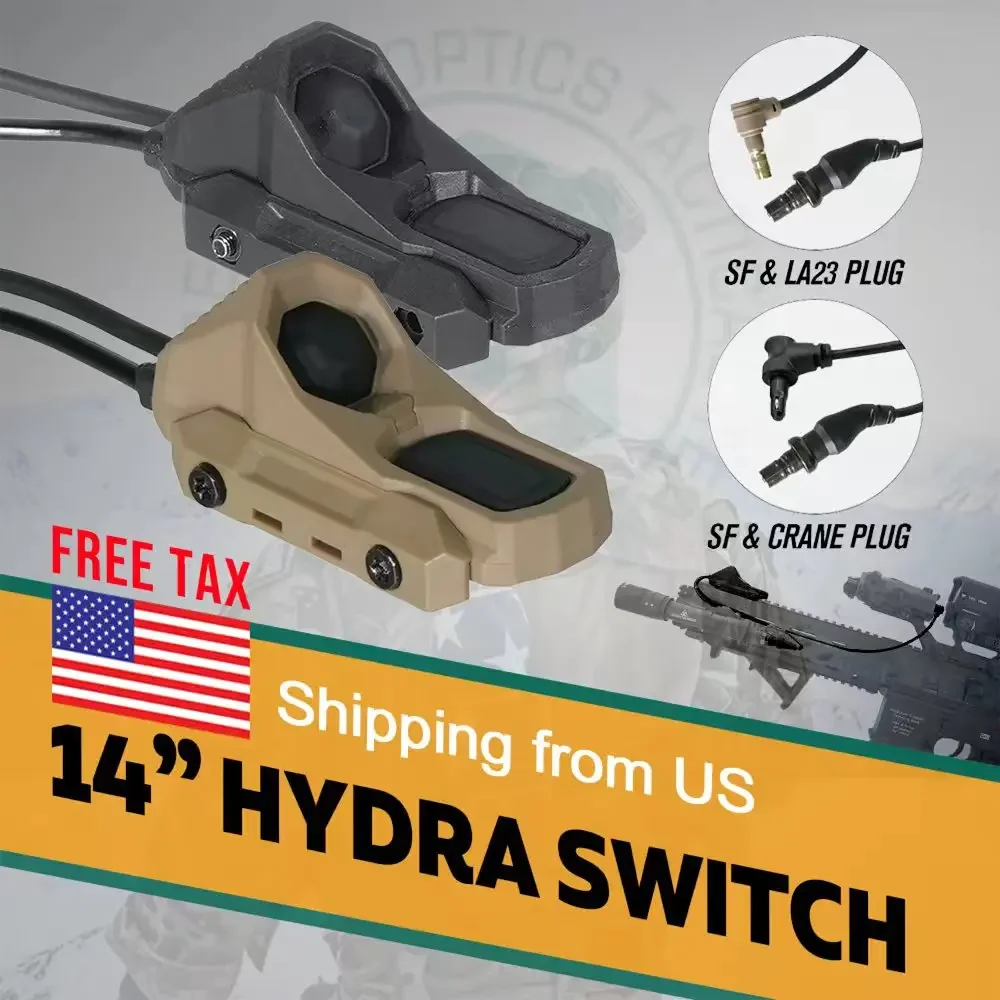 

New Tactical AXON SYNC Dual Switch Upgraded NGAL LA-23 SF Flashlight Plug 7" 14" Cable with Picatinny MLOK Adapter
