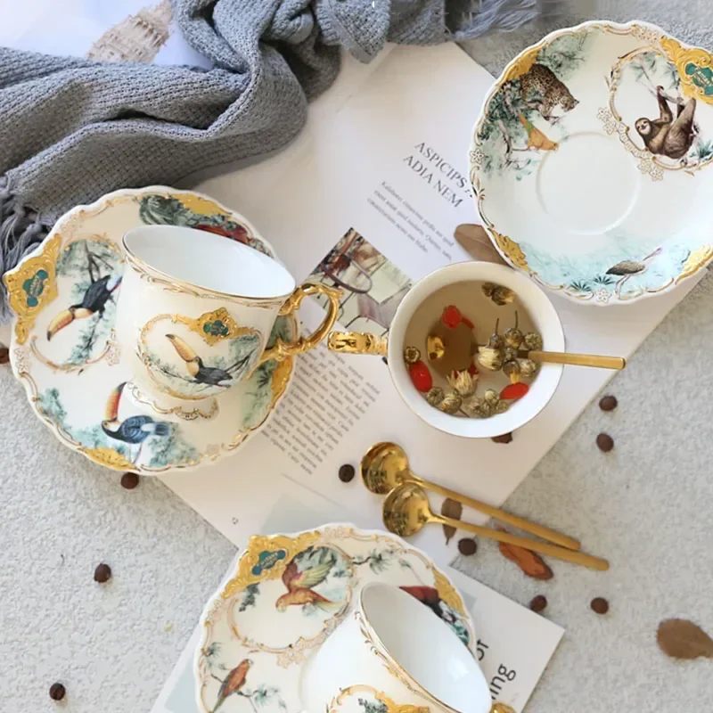 British Jungle Animal Ceramic Quilt Coffee Cup Set Table Decoration Hotel Service Tray Cute Coffee Mugs and Cups  Mug - view 3