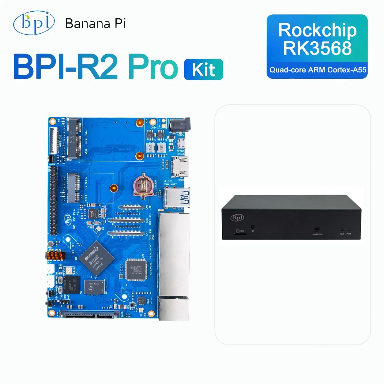 Banana Pi BPI-R2 Pro Hot-Selling Combo Package – Open-Source Router Board with Metal Enclosure