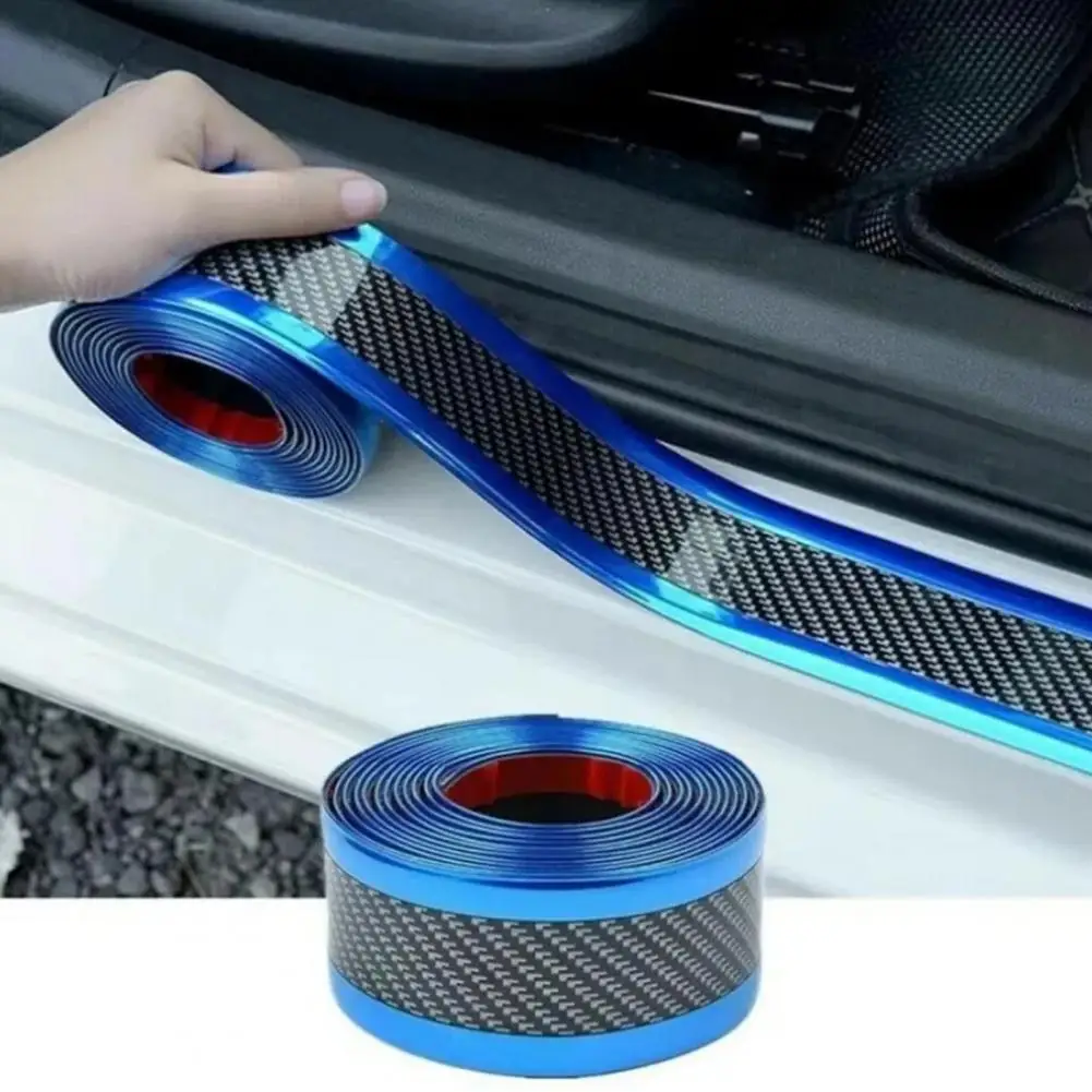 Carbon Fiber Car Door Protector Stickers Scratch-resistant Film Auto Trunk Sill Scuff Guard Tape For Sealing Noise Reduction