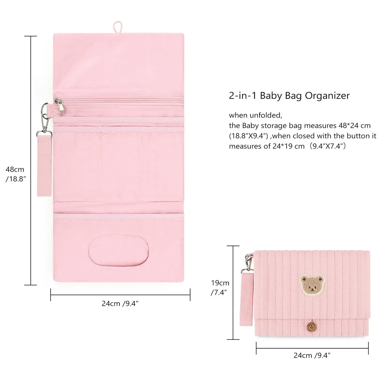 Baby Bag Organizer Foldable Wet Bag, Reusable Portable Nappy Pouch, Diaper Organizer for Picnic