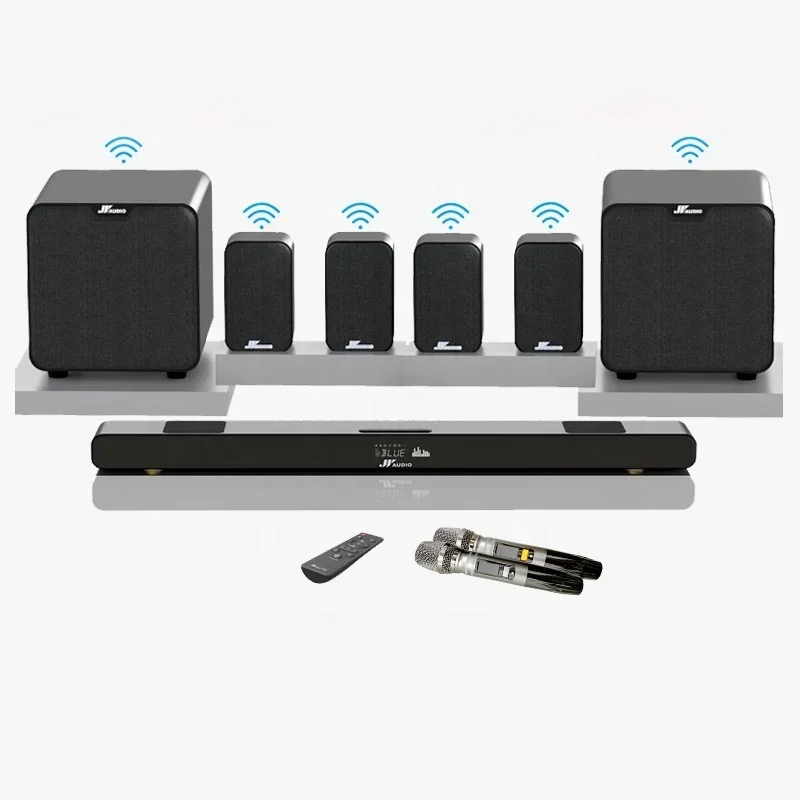 Home Theater System 7.2 Surround Sound Wireless Soundbar With Wireless Subwoofer And Remote Control