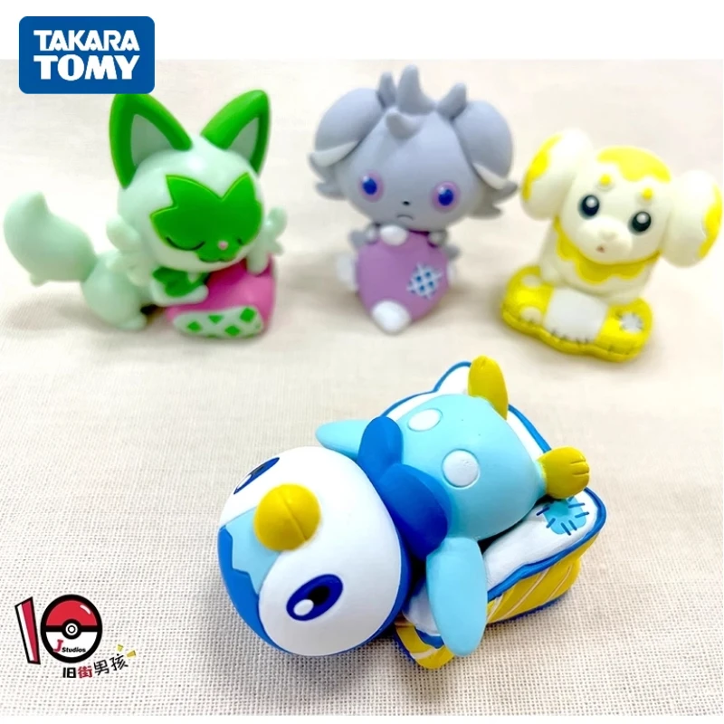 

TAKARA TOMY Anime Pokemon Gashapon Toys Pillow Series 3 Espurr Sprigatito Piplup Fidough Cartoon Figure Model Dolls Gifts Toy