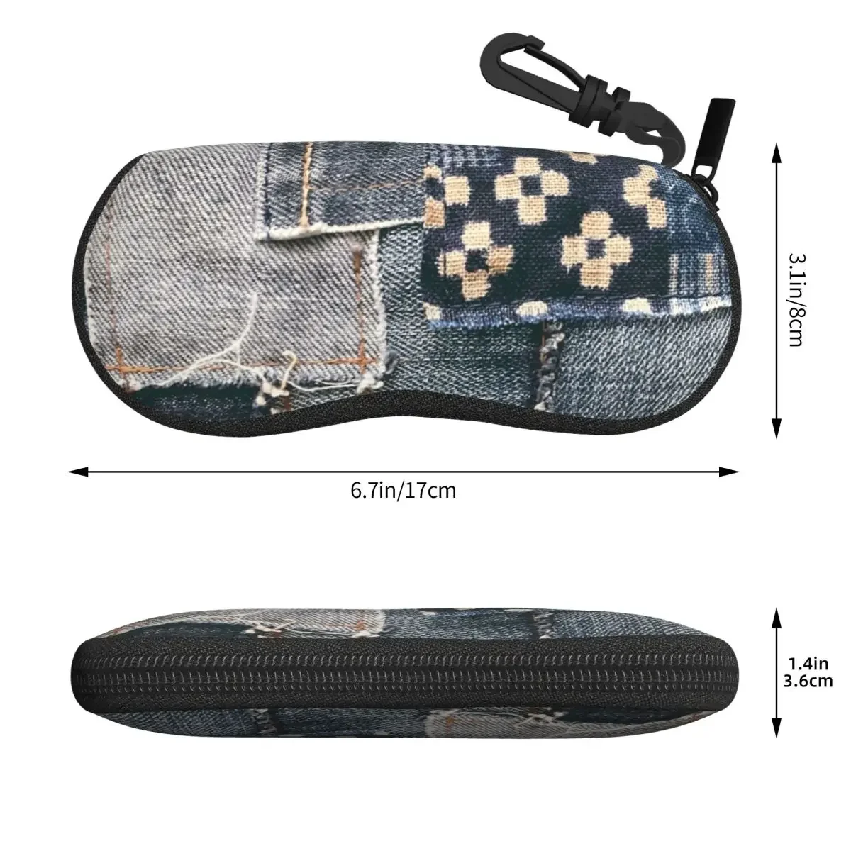 Denim Patchwork Shell Glasses Case Portable Sunglasses Box Women Men Soft Eyeglasses Bag Pouch