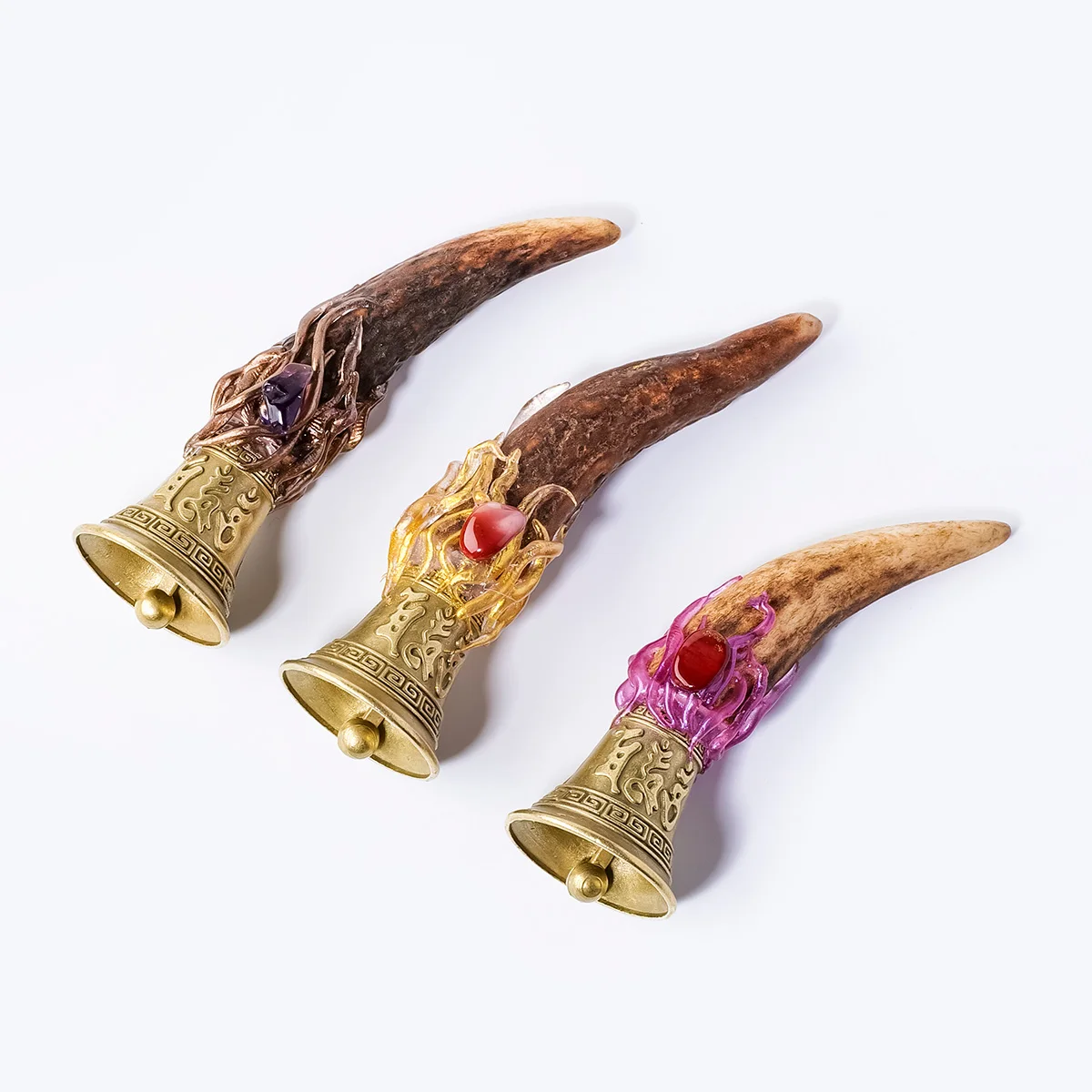 1PC Natural Crystal Rolling Stone Witch Magic Wand with Brass Bells, Copper Bell for Bed Call & Reminder, Home Decor, Christmas