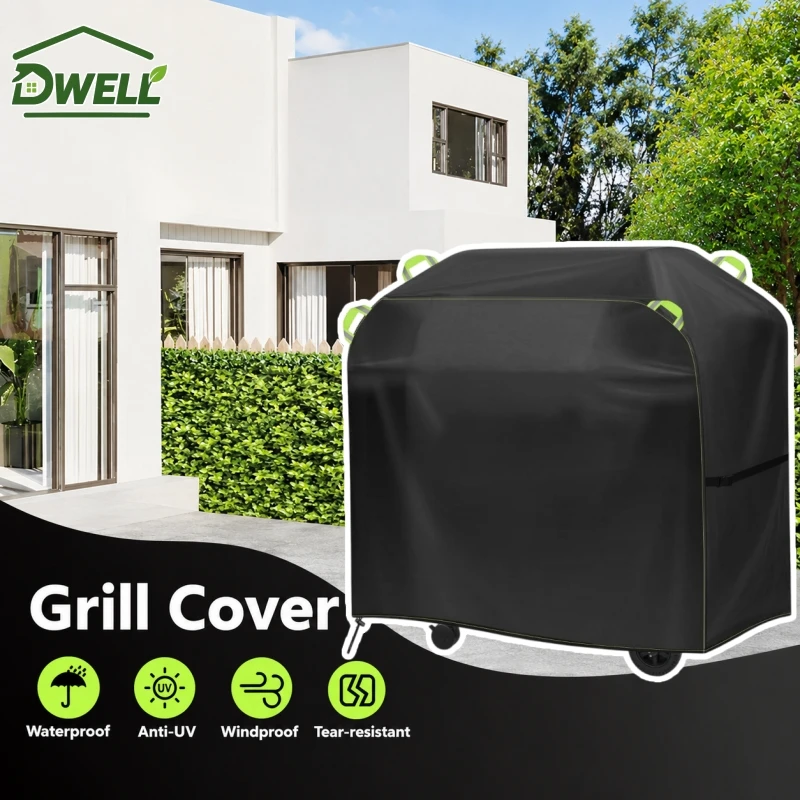 Heavy Duty BBQ Grill Cover Waterproof Outdoor Barbecue Grill Protector Dustproof Weatherproof Grill Cover for Patio Garden Home