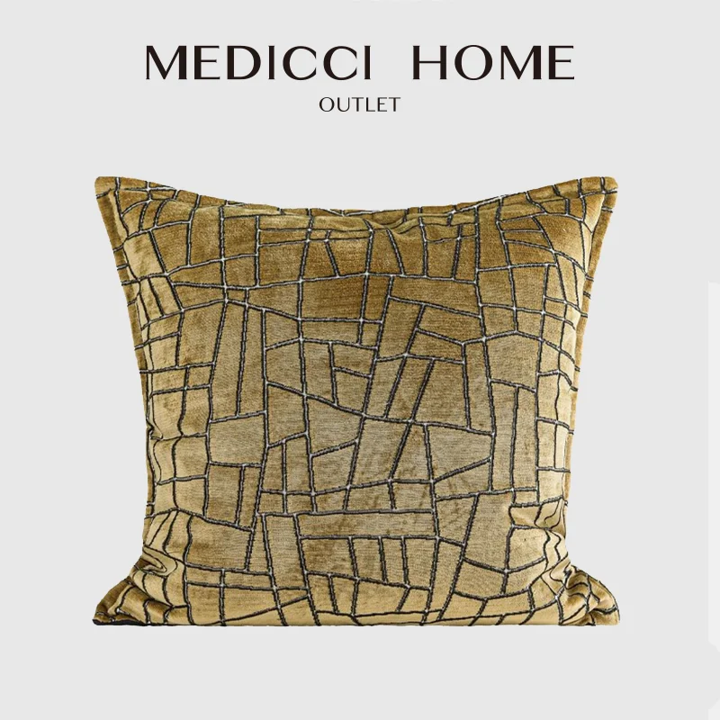 

Medicci Home Metallic Gold Velvet Cushion Cover Extravagant Luxury Throw Pillow Case 50x50cm For Contemporary Or Classic Decors
