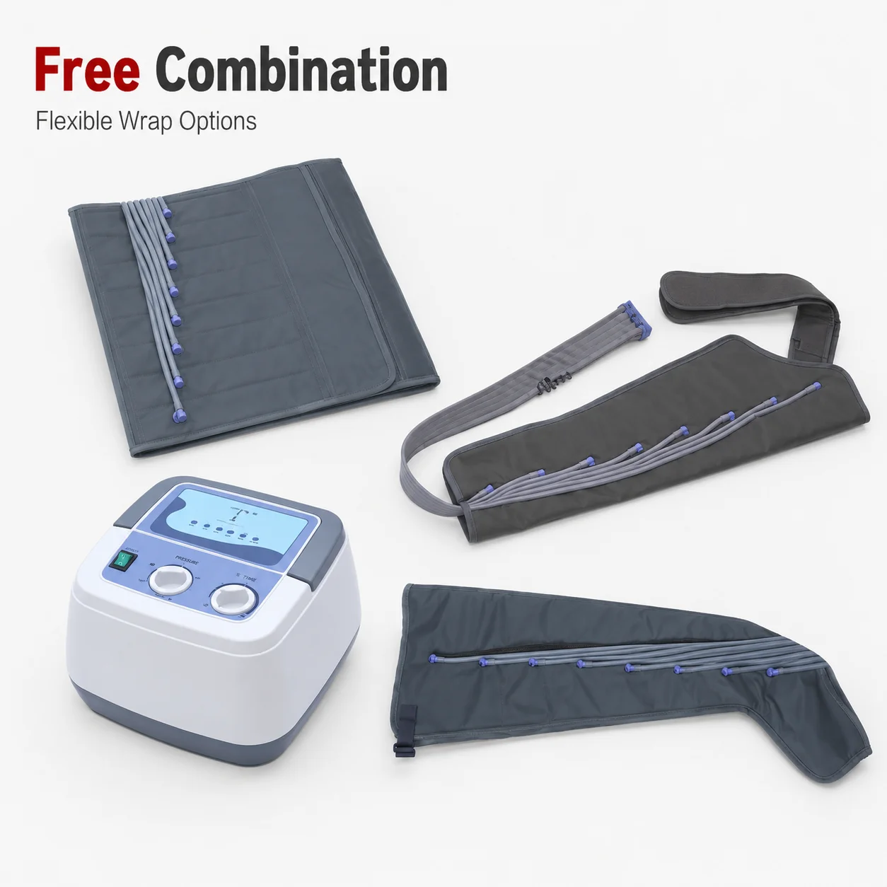 8 Airbag Air Compression Leg Massager Pneumatic Calf Massage System with Custom Wrap Combinations for Home Use