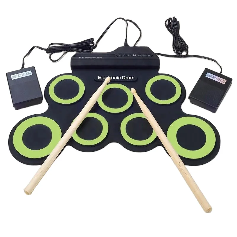Silicone Hand Roll‑up Foldable Electronic Drum Kit USB Mini Percussion Instrument for Kids Beginner Home Music Practice