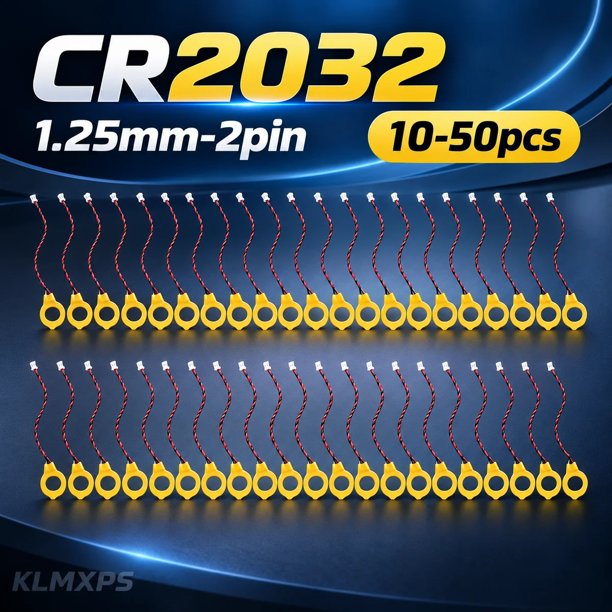 CR2032 230mAh 3V Lithium Coin Battery with 2-Pin Wire Connector and Adhesive for Laptop BIOS CMOS, 10-50PCS