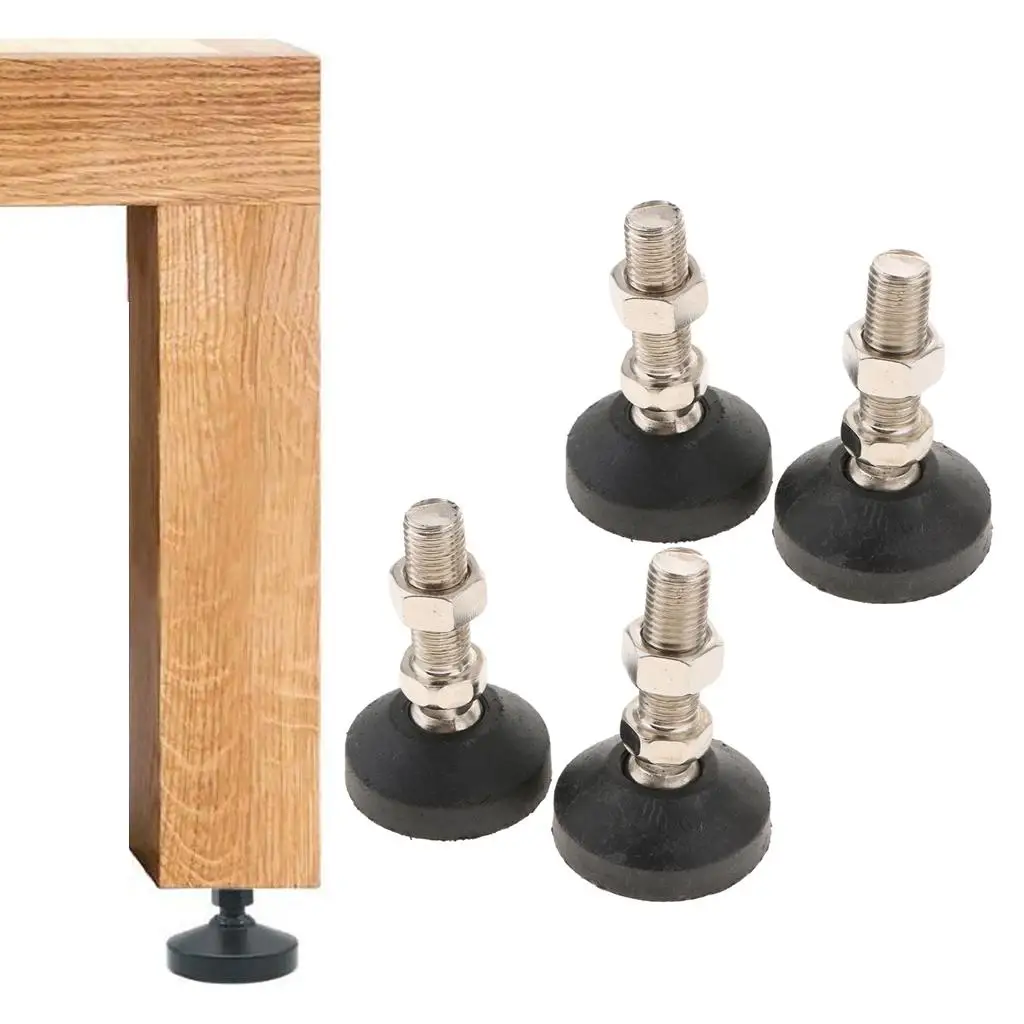 Adjustable Leveling Feet 60mm Base Leg Leveling Glides Furniture Foot Riser Metal Height Adjustable Support for Kitchen Desk Bed