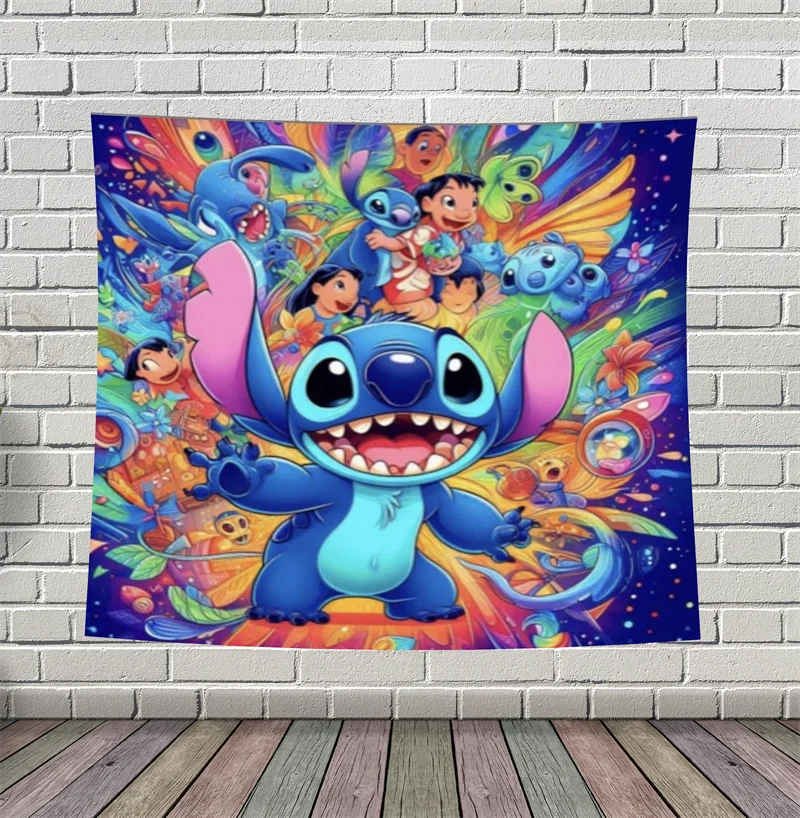 Stitch Tapestry Photo Check-in Party Special Bedside Tapestry Living Room Decoration Curtain Children's Gift Wall Hanging