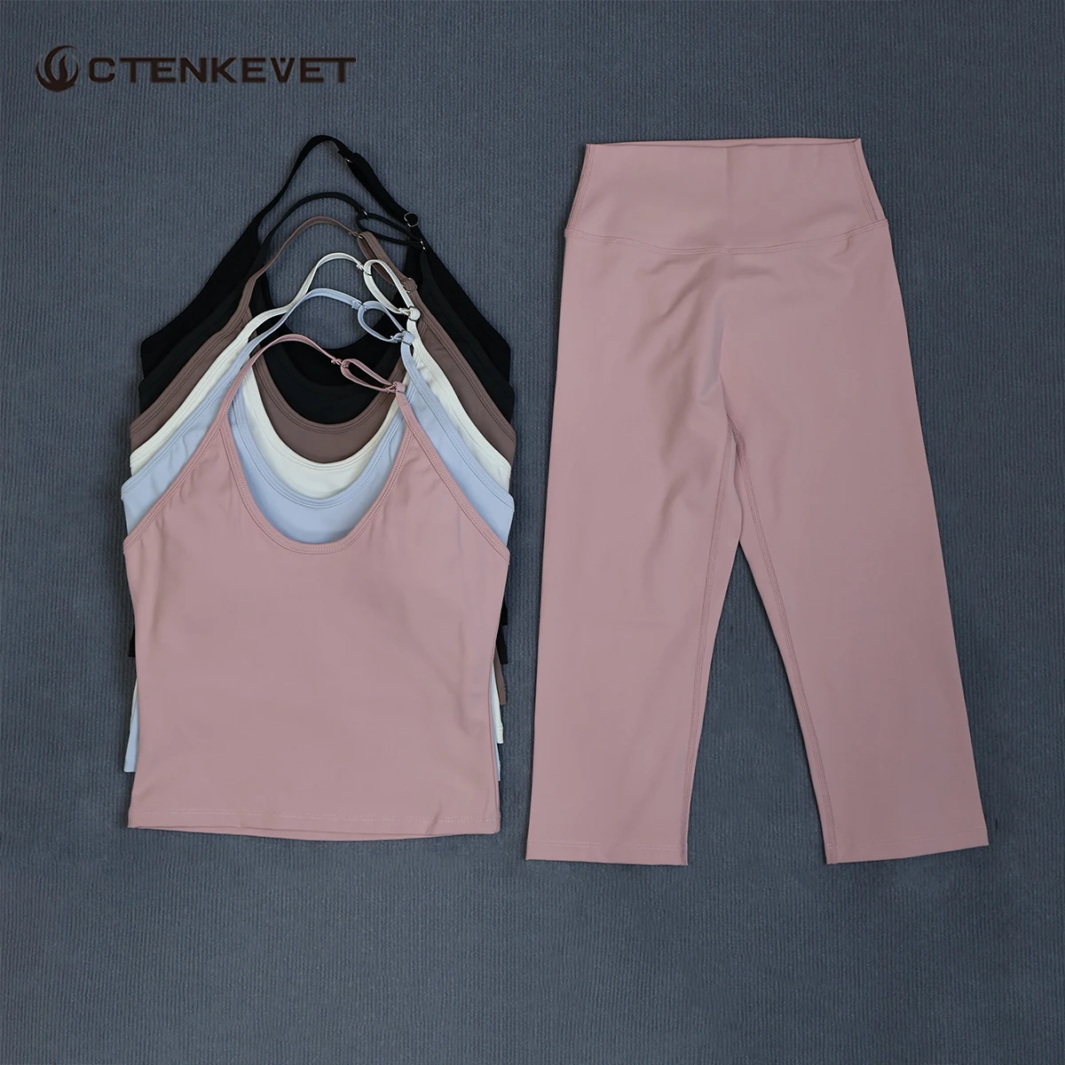 Women Summer Sports Set 2Pcs Sleeveless Gym Yoga Outdoors Shockproof Vest Capri Legging 3/4 Two-piece Running Suit Female