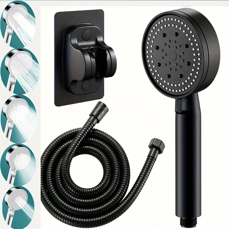 Bathroom Sink Faucet Head of A Shower High Pressure 5 Modes Adjustable with Hose Water Saving One-Key Stop Bathroom Accessories