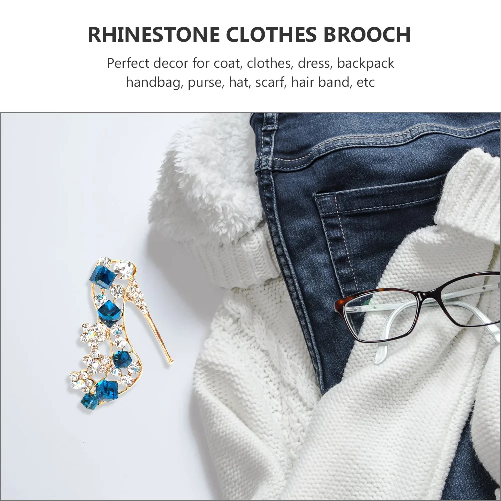 2 Stück Strass-Abzeichen mit hohen Absätzen, helle Farbe, glänzender Look, einfach zu tragende Schnallen, Rückendekoration für Kleidung, Taschen, Schals