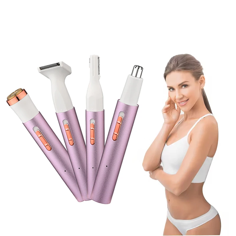Women Multifunctional Electric Epilator with Rotating Disc for Eyebrow and Nose Trimming