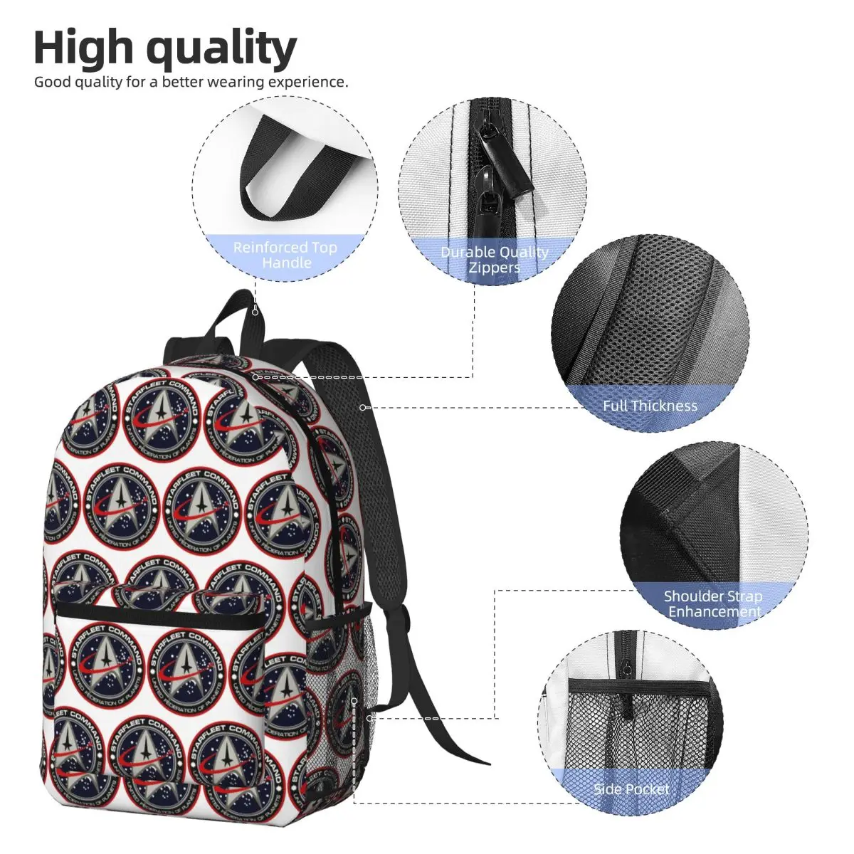 Star Treks Science Fiction TV Series Backpack Student BookBag Children School Bag Computer Shoulder Bags for Men Women