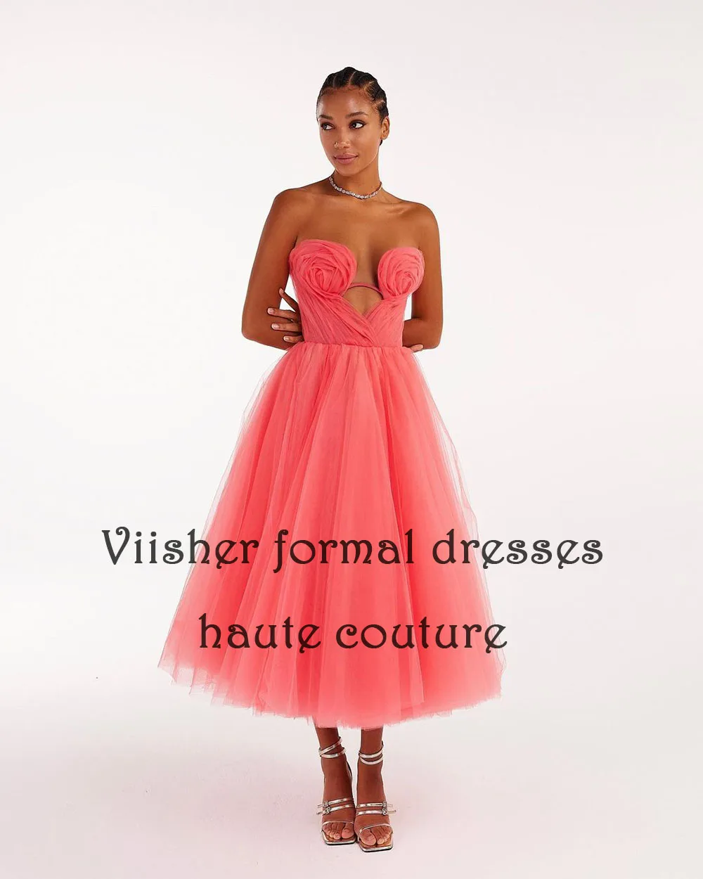 Vestidos de baile de tule coral, vestido de festa até chá, vestidos formais de fadas, com renda, querida, 2024