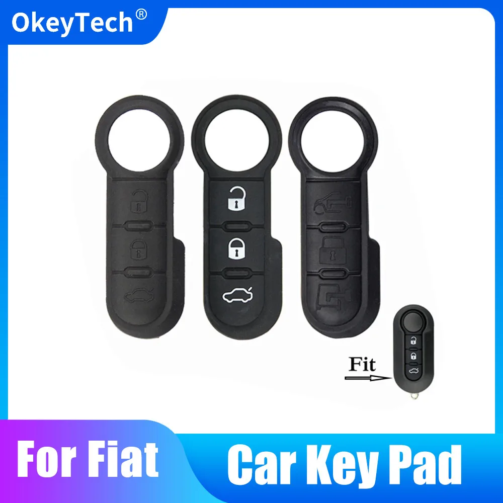 

OkeyTech 2pcs 2/3 Button Repair Rubber Sillicon Remote Car Key Pad for Fiat 500 Grande Punto Ducato Stilo Panda Abarth