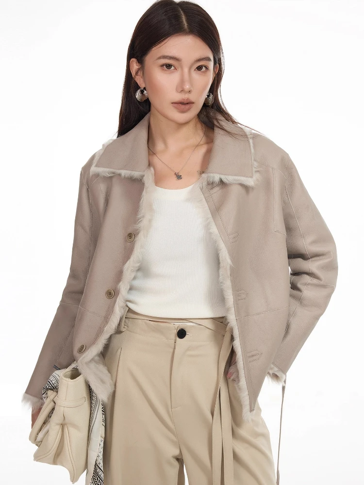 High-end Luxury Natural Lamb Fur Jackets for Women Simple Double-sided Wear Short Winter Genuine Leather Real Fur Shearling Coat