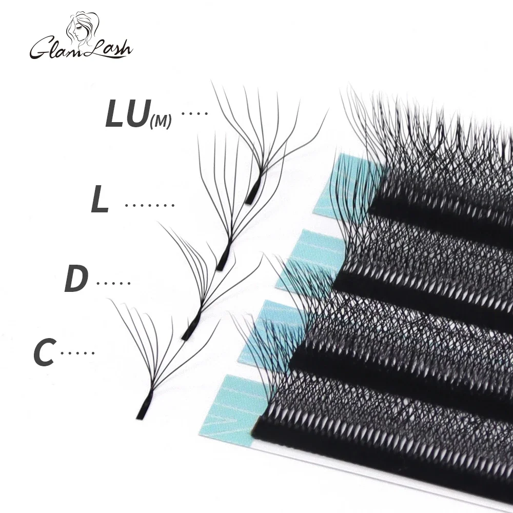 

GLAMLASH 7D-W Shaped Eyelash Extension C/D/L/LU/M Premade Volume Fans Clover W Style Lashes False Mink Soft Easy Faning Natural